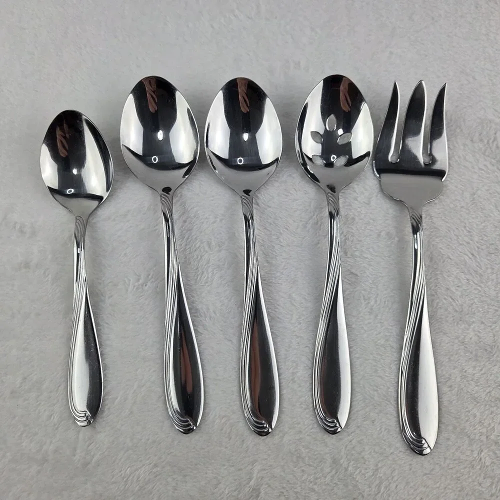 Oneida Camber Cresta Windswept Scroll 5 Pc Serving Set Stainless